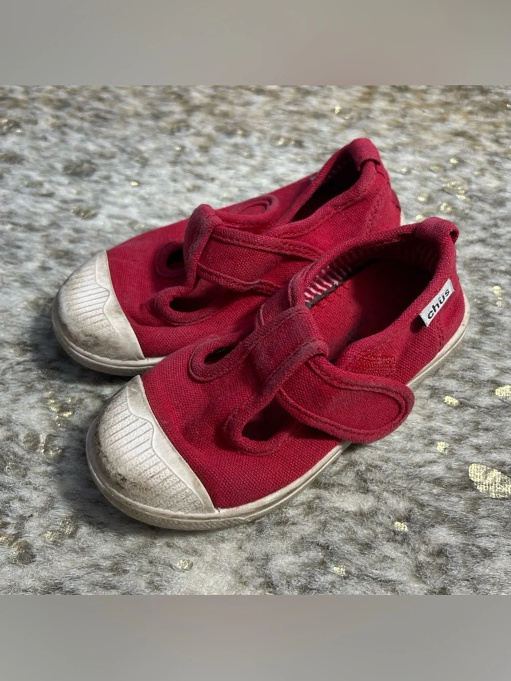 Chus Kids Red Canvas Sneakers with Hook-and-Loop Strap